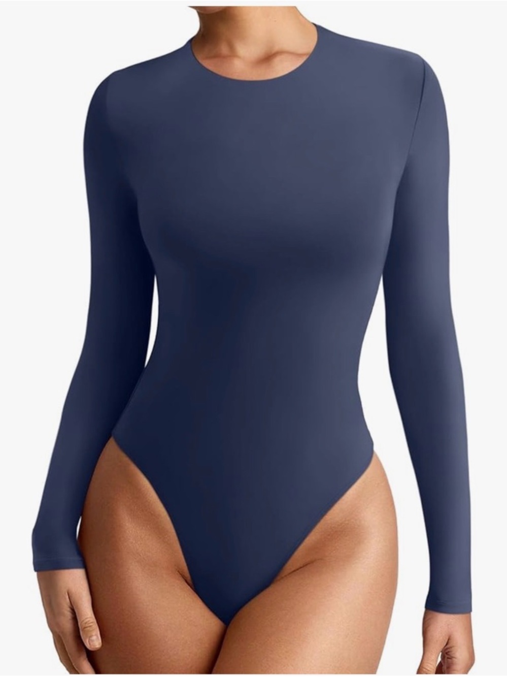 REORIA Crew Neck Long Sleeve Navy Blue Slim fit lightweight Bodysuit 2XL NWT